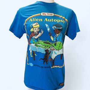 Spencer's Small Blue and Green Alien Autopsy T-shirt